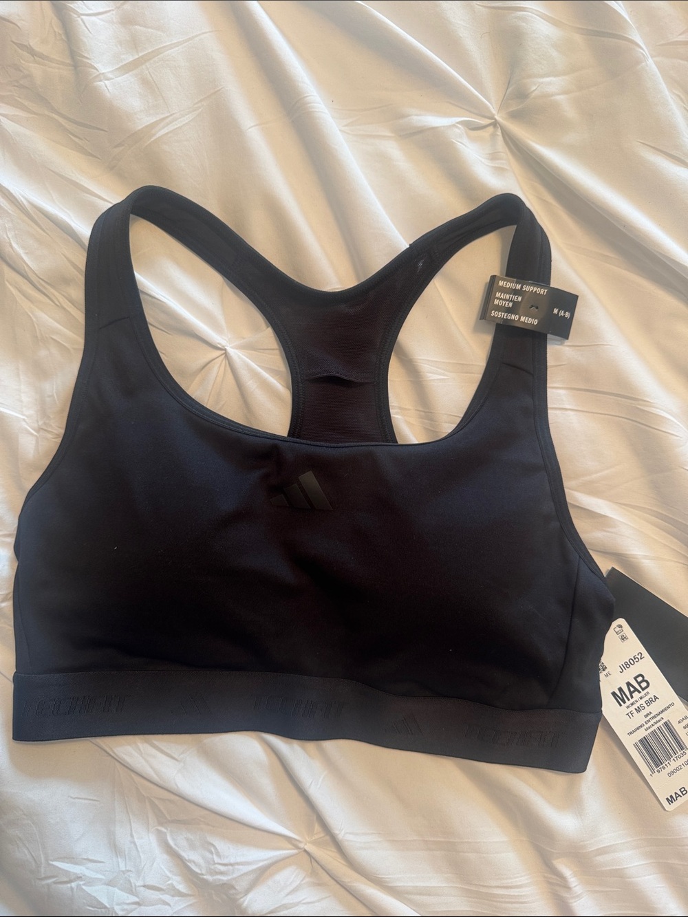 adidas Black Racerback Medium Support Sports Bra